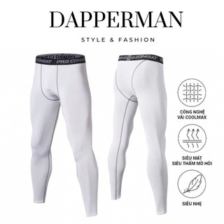 Quần legging nam dài trắng phù hợp chơi thể thao bóng đá bóng rổ tập gym thể thao vận động DAPPERMAN