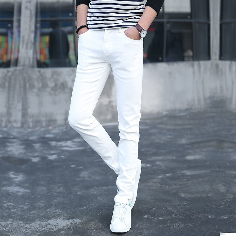 Quần jean nam màu trắng co giãn, quần bò nam dáng ôm body Bi shop ms07