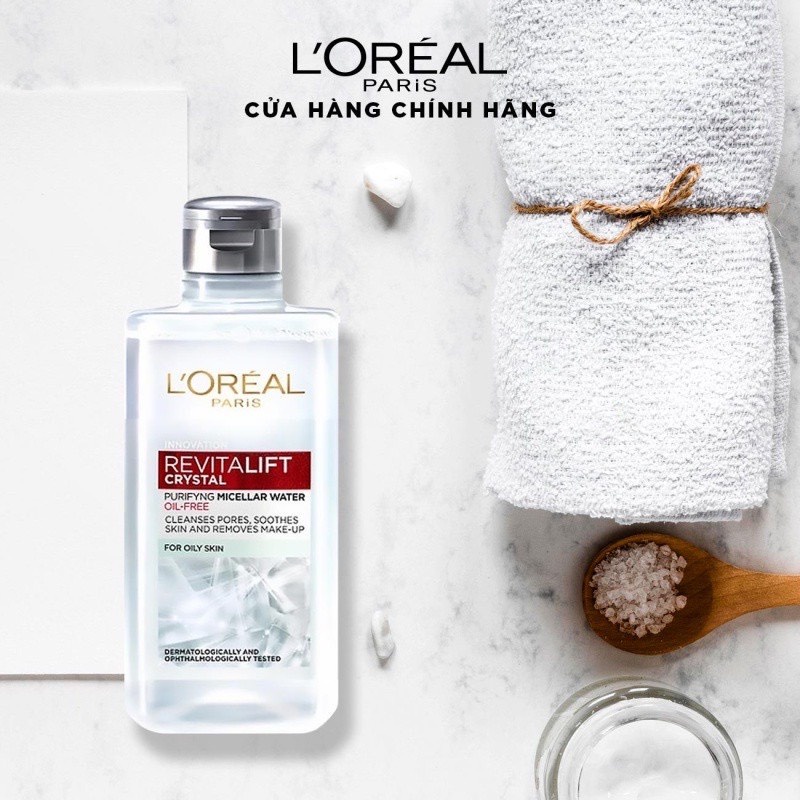 [L'OREAL PARIS] Nước Tẩy Trang Làm Sạch Chuyên Sâu Cho Da Dầu Revitalift Crystal Purifying Micellar Water 400/95/30ml