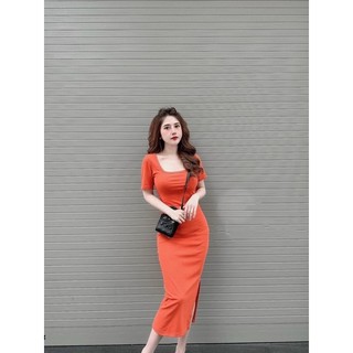 Đầm thun ôm cổ vuông