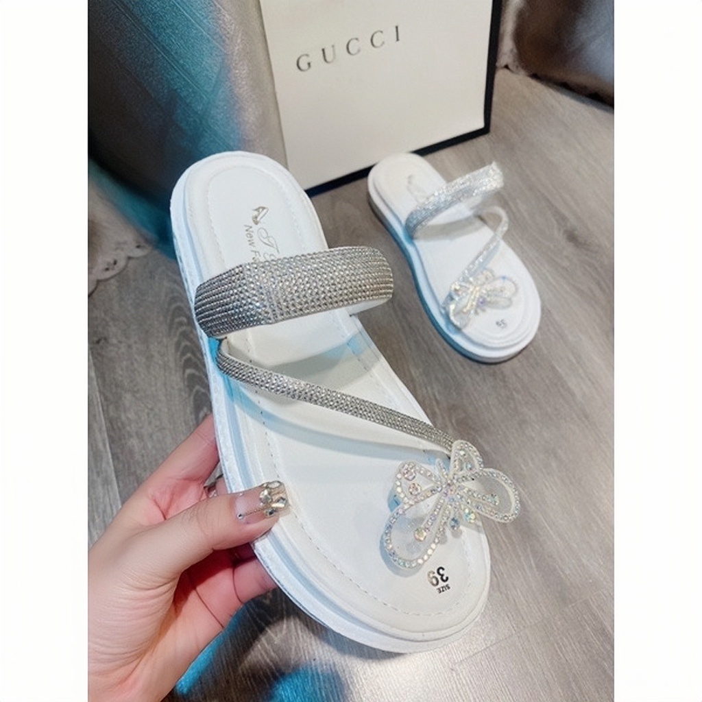 Dép sỏ ngón nữ mẫu dép kẹp mới , Dép nữ đẹp đính đá siêu xinh , mẫu đế cao 4p size 36 - 39
