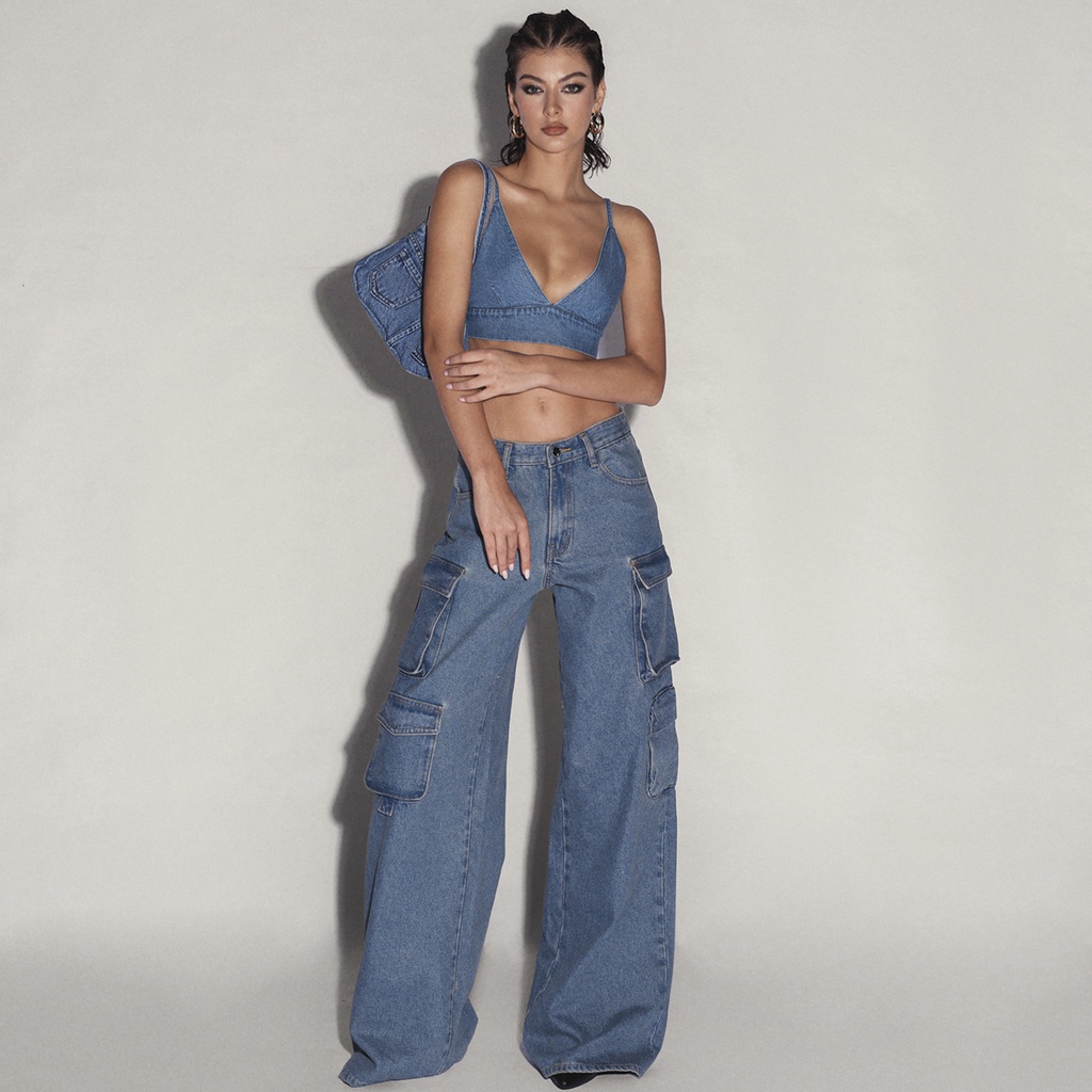 TATICHU - RIN Cargo Baggy Pants - Quần Cargo jean nữ túi hộp