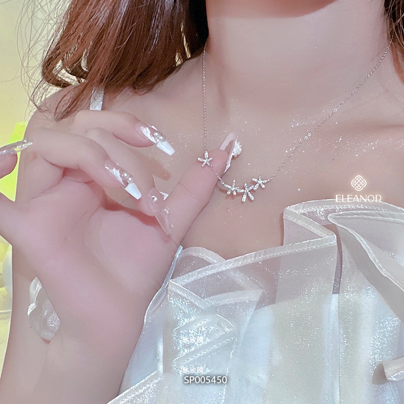 Dây chuyền nữ bạc 925 Eleanor Accessories mặt hình hoa đính đá sang trọng phụ kiện trang sức thanh lịch 5450