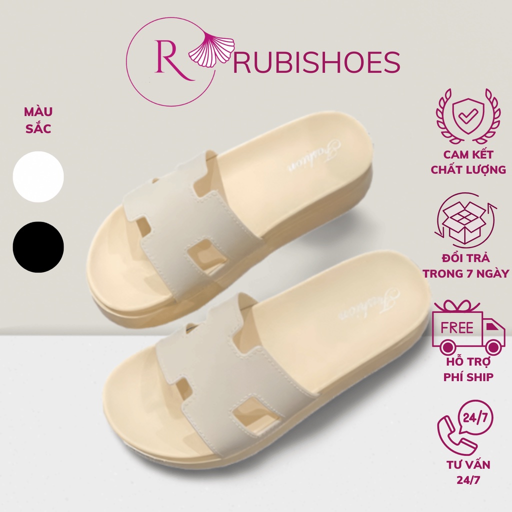 DÉP KIỂU NỮ QUAI NGANG CHỮ H ĐẾ CAO 5CM MỀM MẠI ÊM CHÂN HOTREND - RUBISHOES
