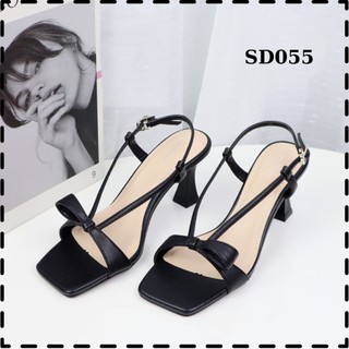 Sandal cao gót nữ Giày cao gót bản nơ tiểu thư siêu xinh gót nhọn 7 phân SD055