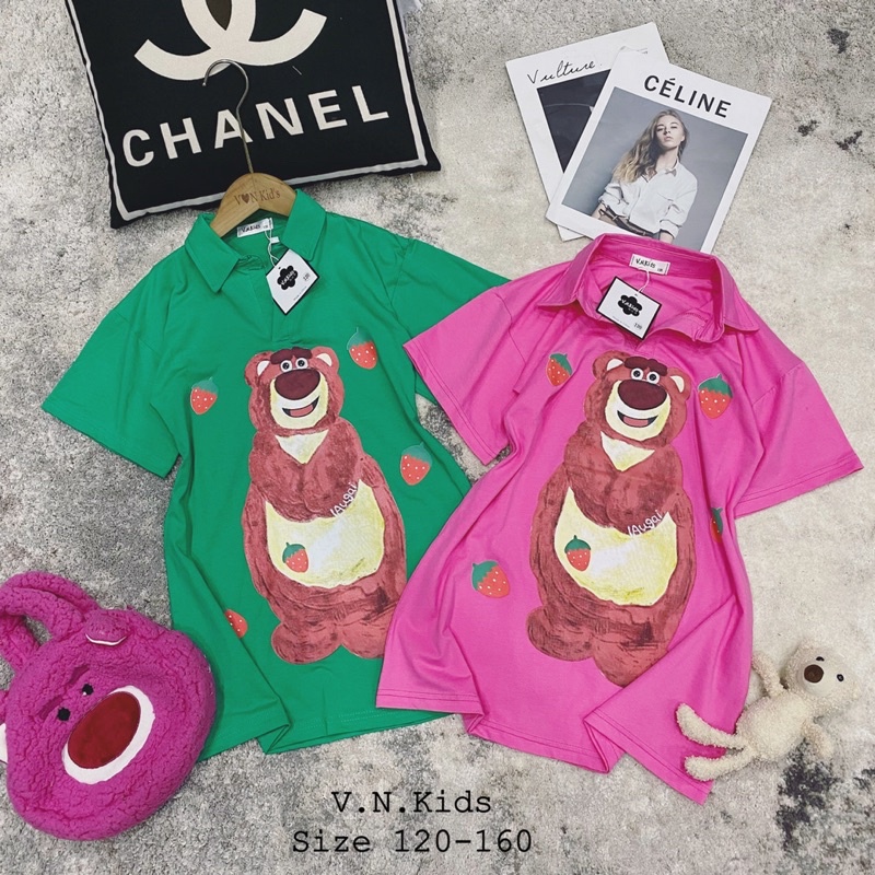 Váy Polo Gấu dâu xinh xỉu cho Bé size đại 20kg -45kg