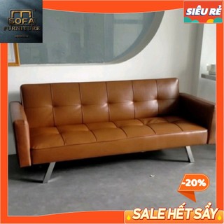Sofa giường da simili, sofa bed tay vịnh da nâu , bảo hành 12 tháng