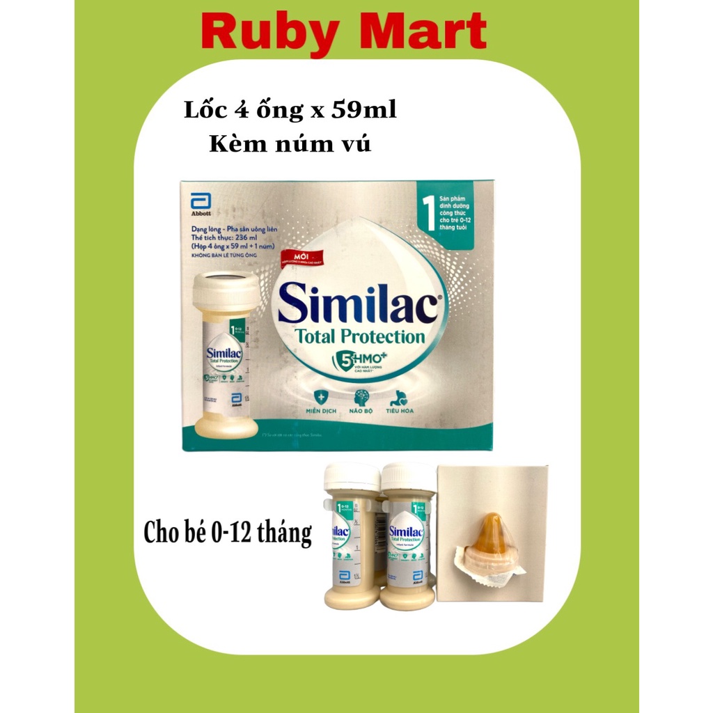 Lốc 4 Ống Sữa Nước SIMILAC TOTAL PROTECTION - Dành cho bé sinh mỗ hoặc sức đề kháng kém