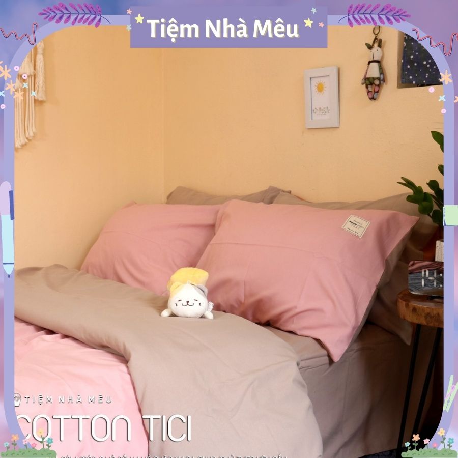 (Ảnh Thật - Nhiều Mẫu) Bộ 4 Món Vỏ Chăn Ga Gối Cotton TC Phối Basic Tối Giản Cao Cấp Full size m6/m8/2m (vol3)