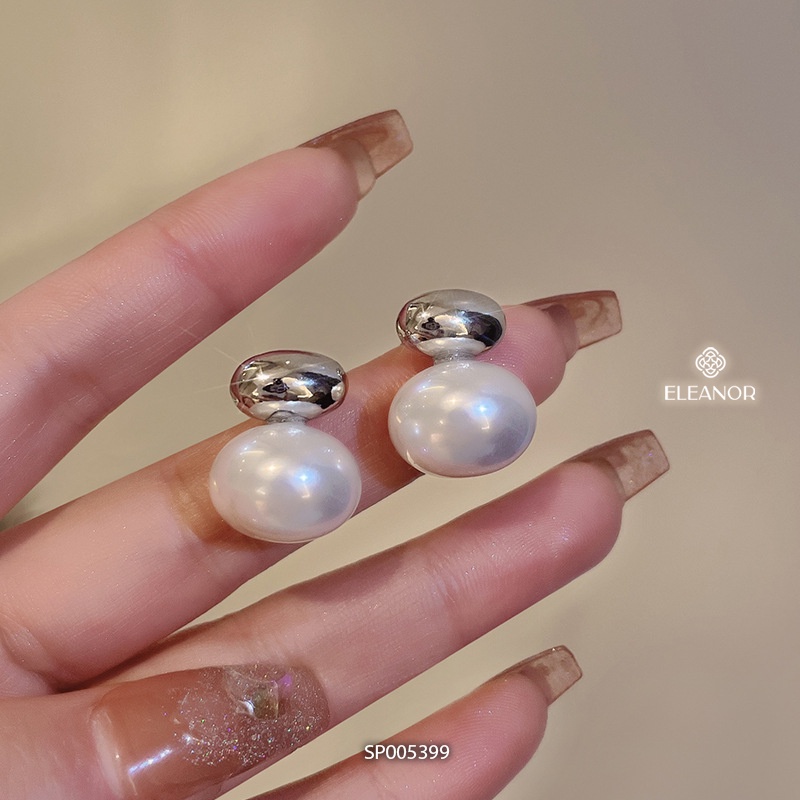 Bông tai nữ chuôi bạc 925 Eleanor Accessories thiết kế dáng hồ lô ngọc trai nhân tạo phụ kiện trang sức 5399