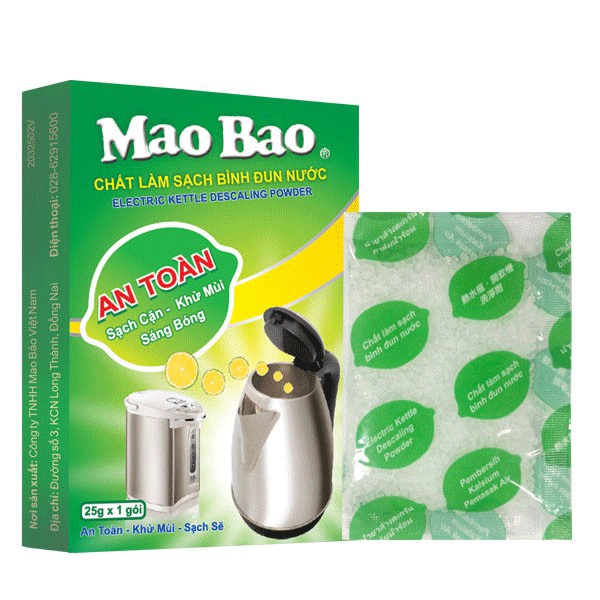 Chất Làm Sạch Bình Đun Nước, Ấm Siêu Tốc Sạch Cặn, Khử Mùi, An Toàn Mao Bao Hộp 1 Gói & 2 Gói