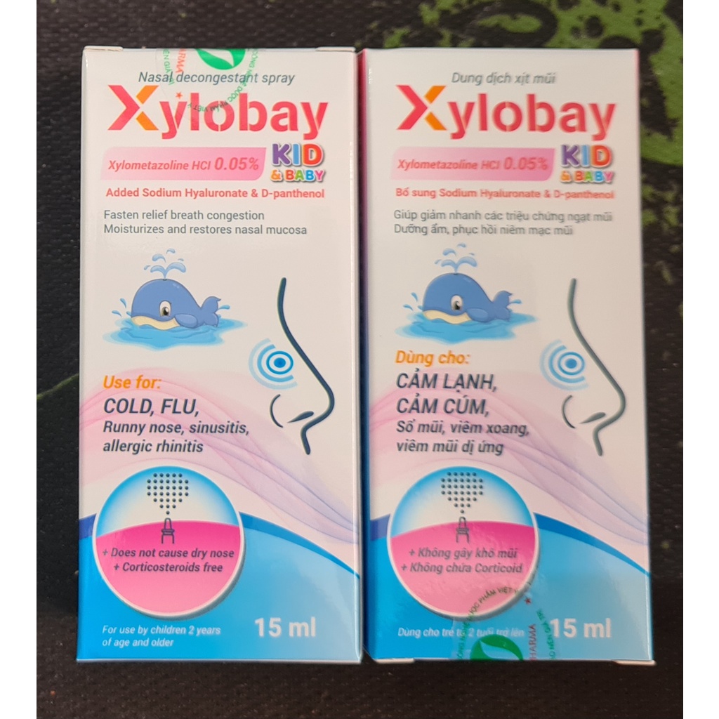 Dung dịch xịt mũi Xylobay Kid & Baby 15ml - Dùng cho cảm lạnh, cảm cúm, sổ mũi, viêm xoang, viêm mũi dị ứng