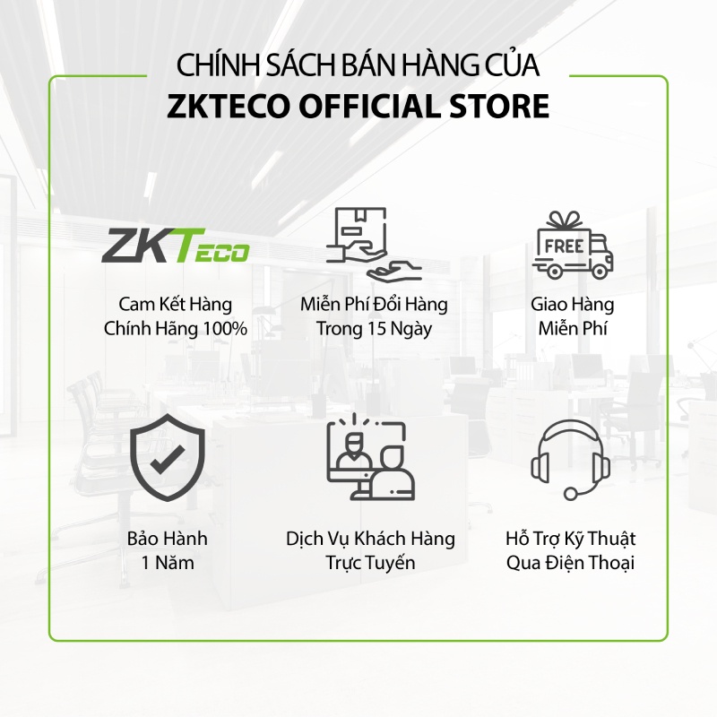 ZKTeco Máy Chấm Công Quét Vân Tay Chính Hãng LF20 Trình điều khiển dấu tay 2.4” Màn hình màu TFT