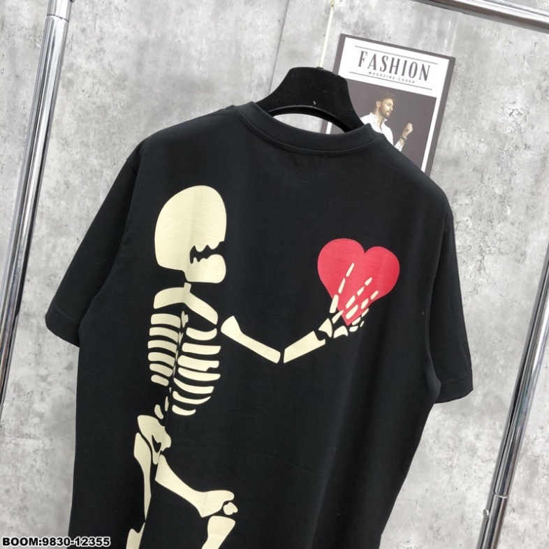 Áo phông nam nữ Premium Cotton Amiri in hình bộ xương thả tim đỏ hai mặt phong cách đường phố