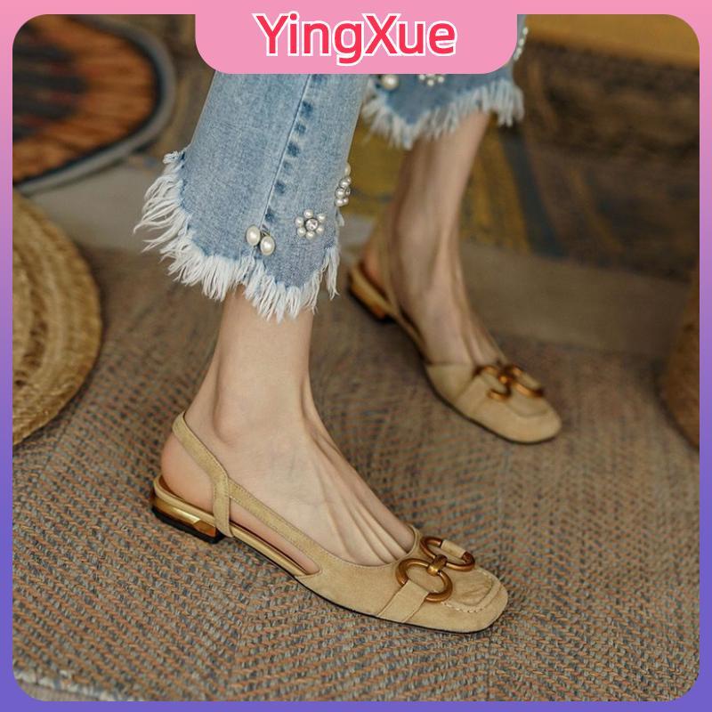 【Hàng Giao Ngay】2023 Mới Phong Cách Pháp Giày Sandal Nữ Thời Trang Retro Nhẹ Chống Mài Mòn Thoải Mái Xăng Đan