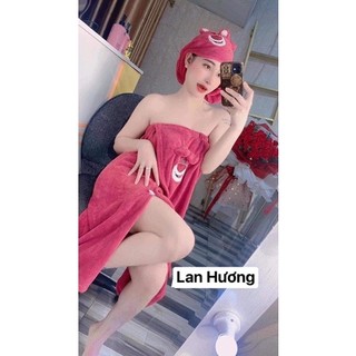 Sét 2 khăn tắm gấu dâu siêu mềm