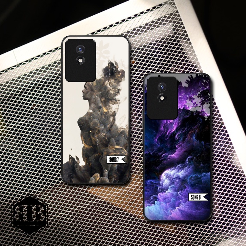 Ốp lưng kính cường lực Vivo Y02 hình sóng sắc màu