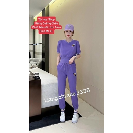 Bộ đồ nữ.sét thể thao xuân hè cổ tim đồ mặc nhà tay cộc quần dài chất vải Umi tăm hàng quảng châu.Size MLXL,tohoa_shop
