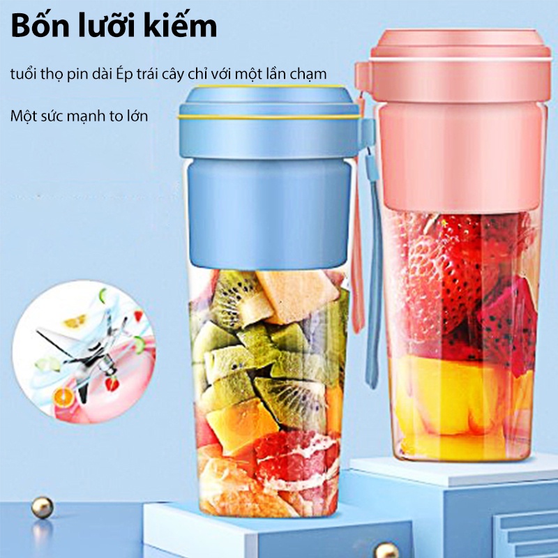 ZHENMI Máy Ép Trái Cây Bằng Điện Usb ( 4 lưỡi dao)Cầm Tay 380Ml Máy Xay Sinh Tố Chai Nước Ép Sử Dụng Pin Sạc Cổng USB Siêu Tiện Lợi