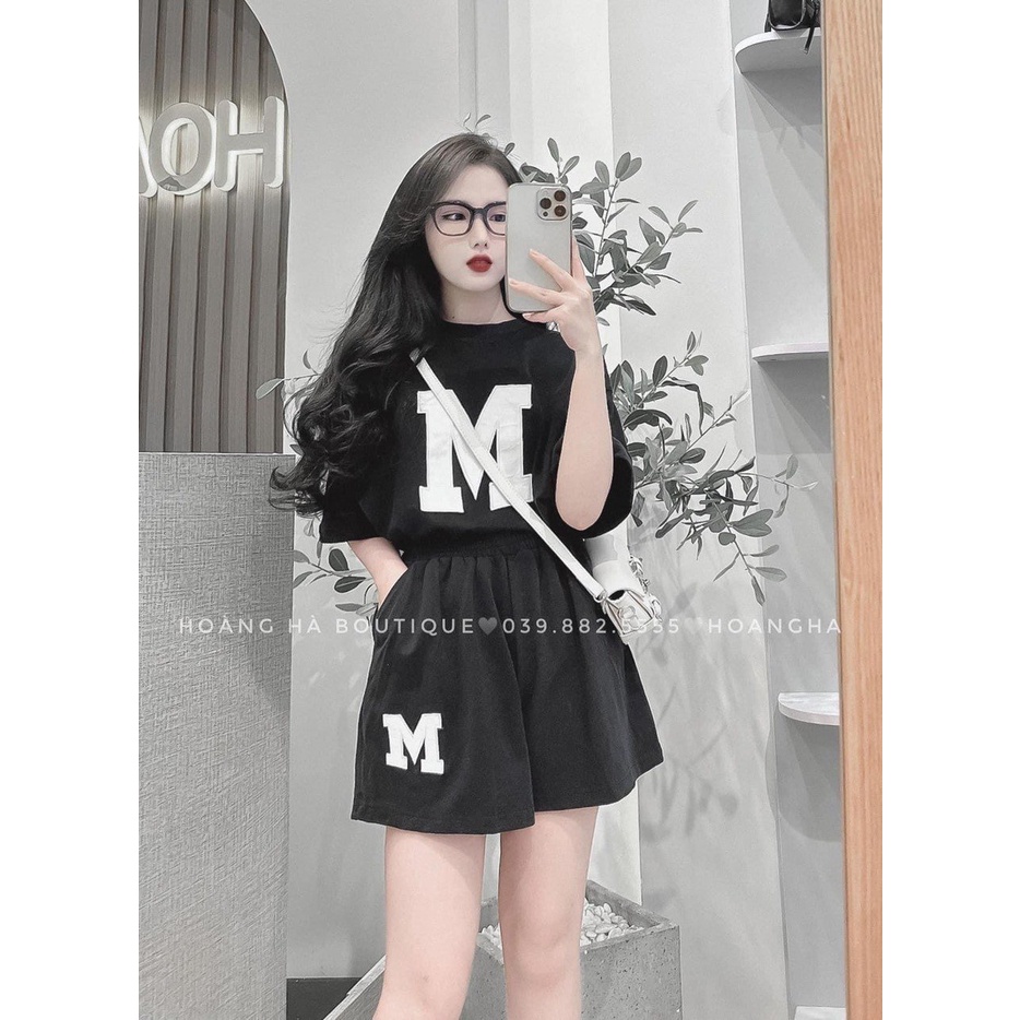 Set quần đùi áo phông tay lỡ in hình ,bộ quần chữ m kèm áo thun cộc tay mùa hè mặc nhà form rộng.