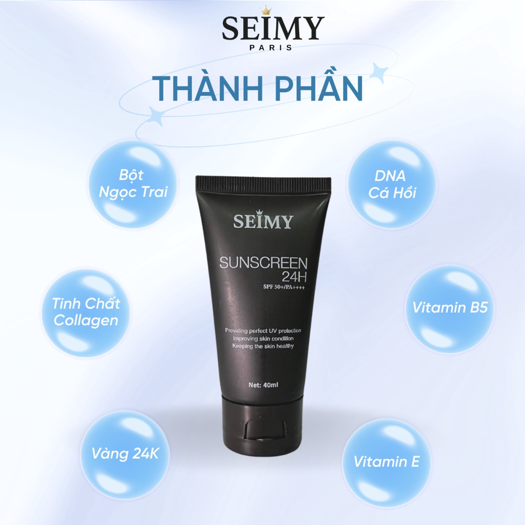 Kem chống nắng dưỡng da dưỡng trắng Seimy - Sunscreen 24h 40ml