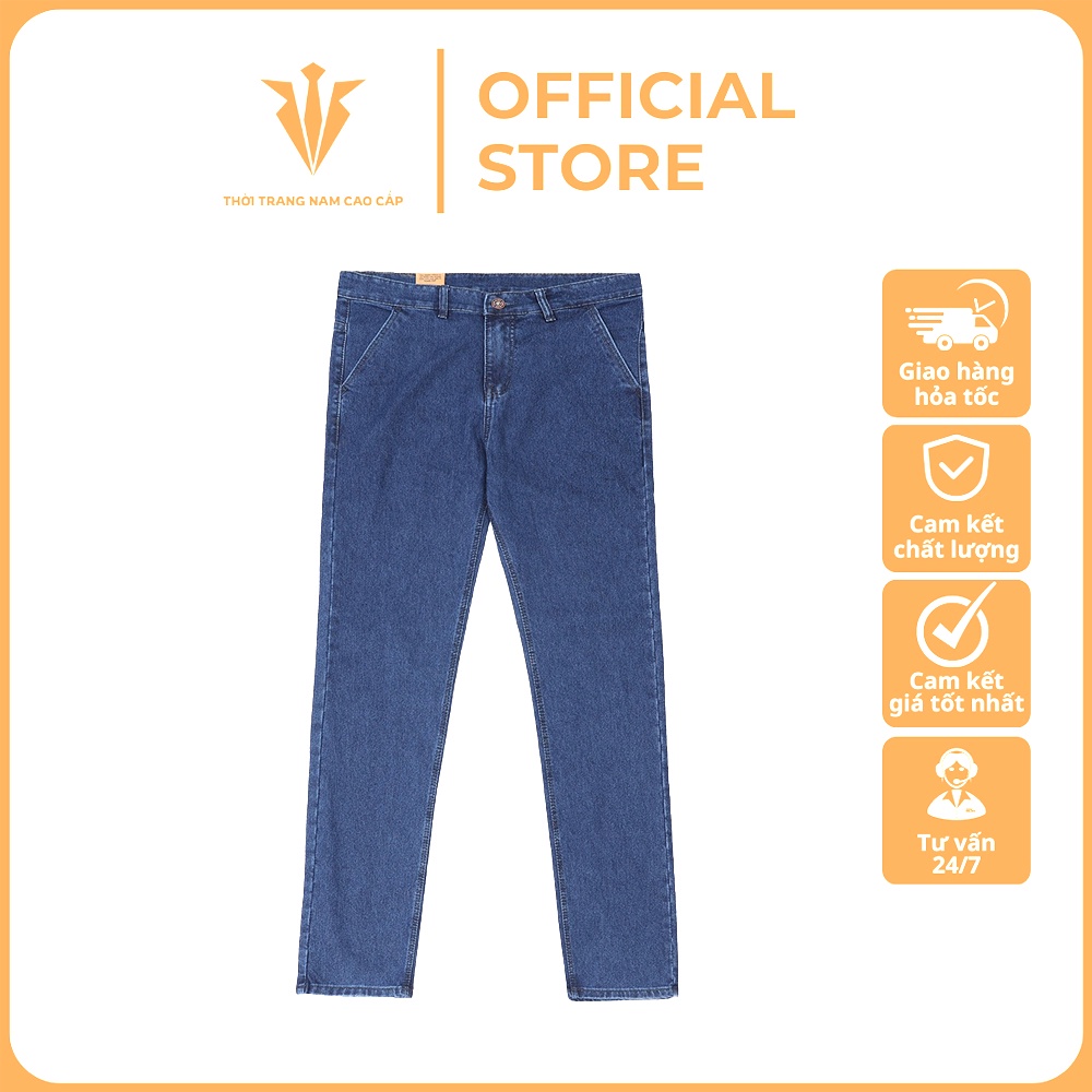 Quần Jeans Trung Niên Túi Chéo Cao Cấp - Quần Bò Nam Ống Đứng Kiểu Dáng Basic Lịch Sự Đứng Dáng