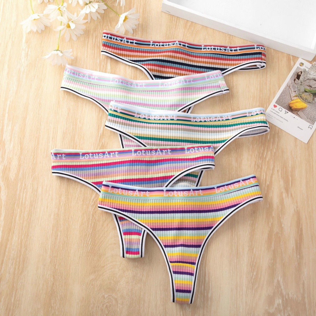 .Quần Lót Nữ Cotton  Tăm Lọt Khe Chữ  Cạp Chữ Họa Tiết Sắc Màu Quyến Rũ  Mã 502