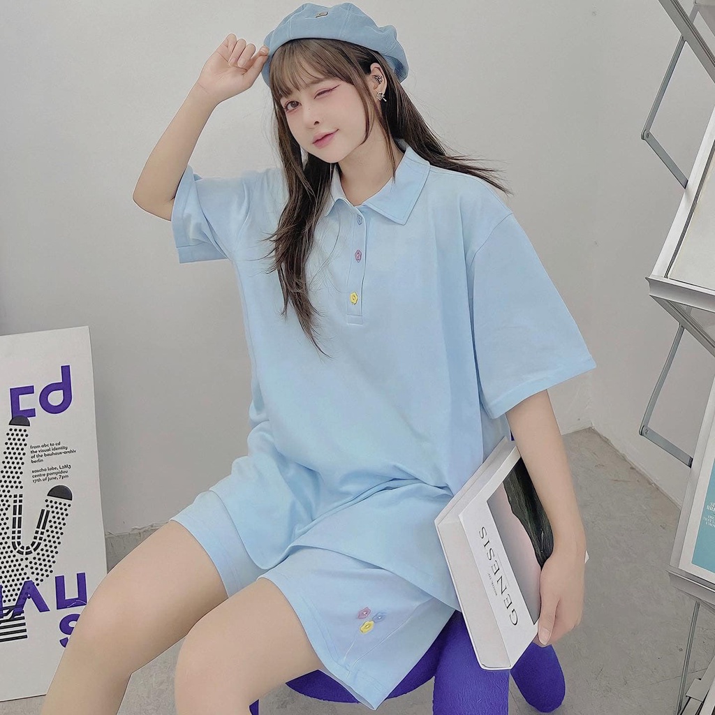 Set Bộ Đi Chơi Nữ JEMCLOSET Áo Polo Quần Short Phong Cách Hàn Quốc Dễ Thương NOAL 8128