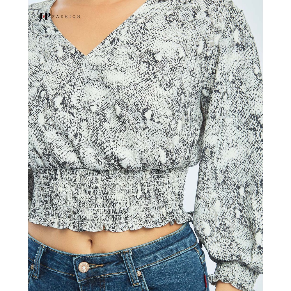 Áo sơ mi lụa croptop tay phồng J-P Fashion B 10607510