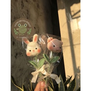 Bông hoa Heo Thỏ bằng len ( Ảnh Thật )