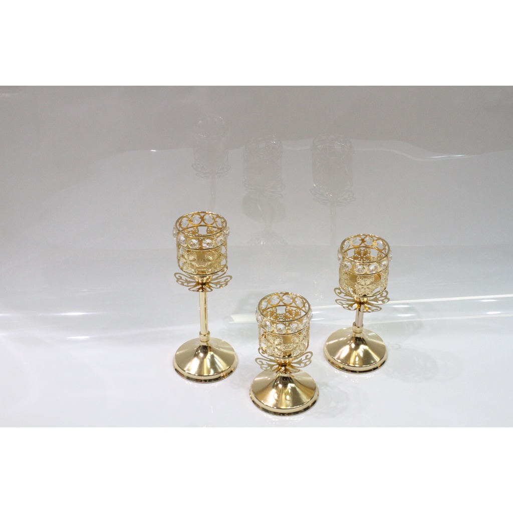 🌸 Bộ 3 Chân Nến Hoa Đính Đá - CN182 🌸