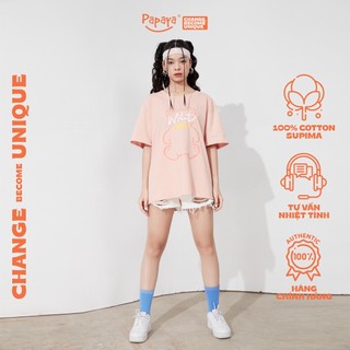Áo Thun Tay Lỡ Nữ Papaya Wild Form Rộng Cotton Phông Nữ Oversize Local Brand In Hình
