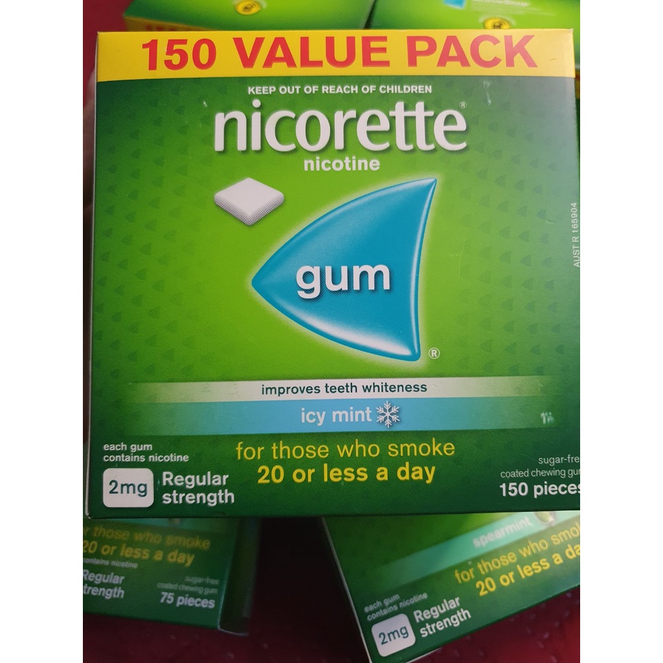 Kẹo cao su nhai cai thuốc_lá Nicorette 2mg vỉ 15 viên và hộp 75 viên