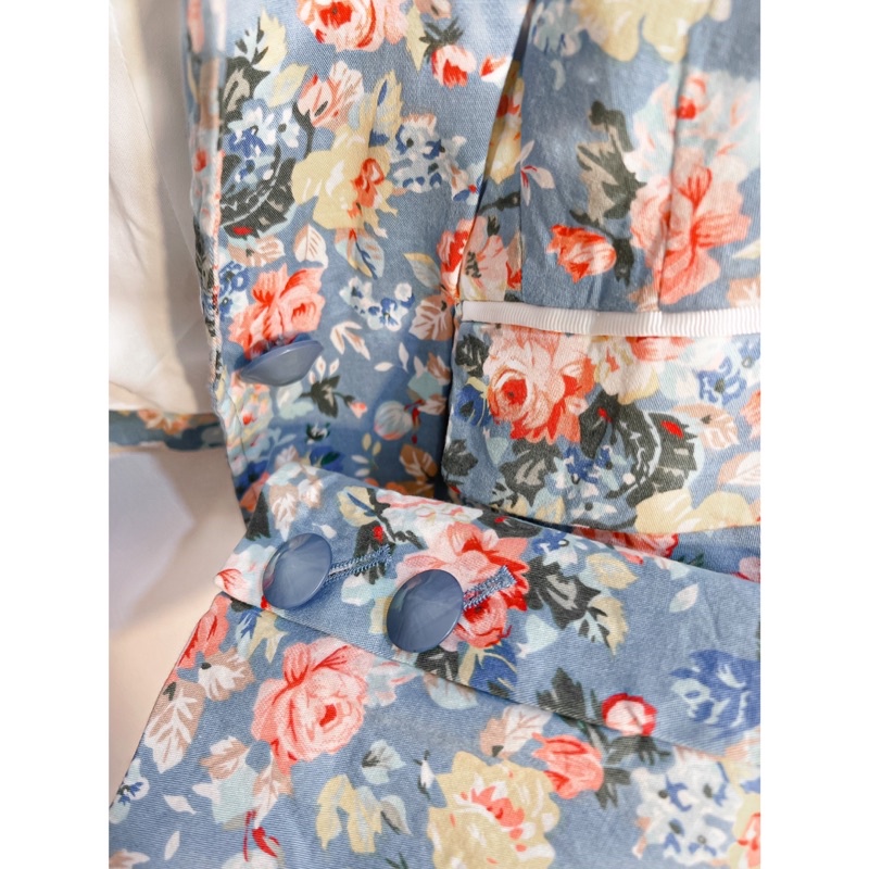 Vest blazer croptop hoa hồng pastel