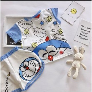 Bộ quần áo cộc tay Doraemon Xanh dễ thương cho bé 8-18kg