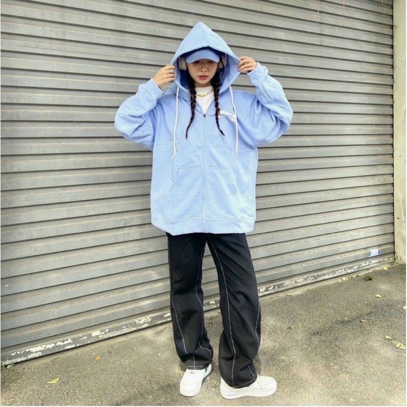 Áo khoác chống nắng in hình mèo dễ thương, áo hoodie trơn form rộng, áo unisex vải nỉ có mũ