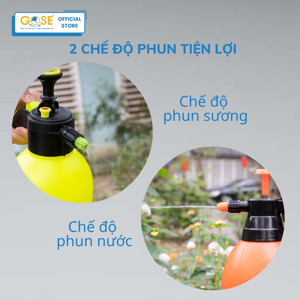 Bình xịt tưới cây cảnh 2L/3L GOSE vòi phun sương đồ làm vườn cao cấp siêu bền