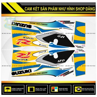TEM RỜI SATRIA 2000 PHỐI DÁN XE VÀNG BỤNG TRẮNG