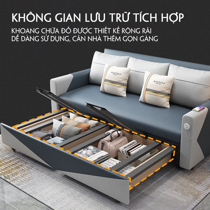 Sofa Giường Đa Năng Gấp Gọn Thành Ghế Sofa, Giường Sofa Thông Minh Có Ngăn Chứa Đồ Tiết Kiệm Không Gian - Tặng Kèm 2 Gối | BigBuy360 - bigbuy360.vn
