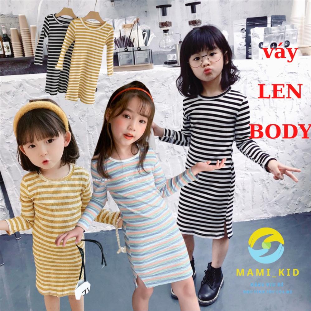 Váy Len Tăm Kẻ Body Cho Bé, Váy Len Body Thu Đông Cho Bé Gái Lên Dáng Đẹp, Điệu LOLITAKIDS