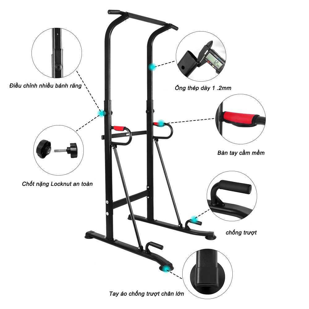 Xà đơn xà kép Onetwofit OT130 có thể điều chỉnh chiều cao dùng tập thể thao tại nhà 98cm*78cm*