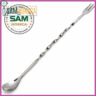 Thìa bar, muỗng khuấy barspoon đầu tròn hai đầu inox 26cm