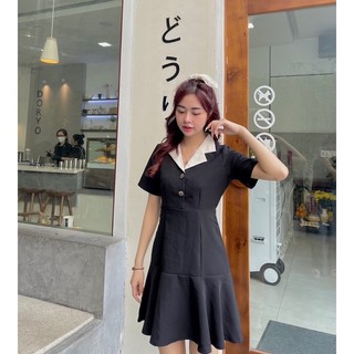 ĐẦM CỔ VEST ĐUÔI CÁ PHỐI