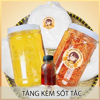 Combo bánh tráng phơi sương Cô Nga muối tép hành phi 200gr + Hủ bơ siêu to tặng kèm sốt