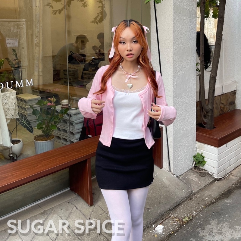 Áo Hai Dây Phối Ren Đính Nơ Phong Cách Coquette SUGAR SPICE - Angela Cami | BigBuy360 - bigbuy360.vn