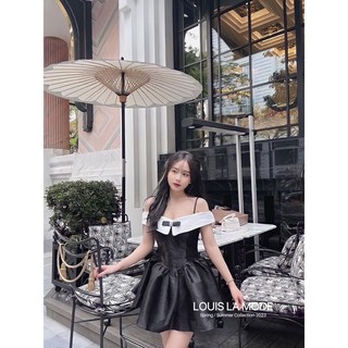 Váy tafta trễ vai nơ ngực phương anh mặc