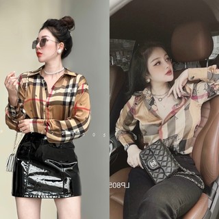 Sơ mi nữ bbr lụa cao cấp, Form rộng, dài dấu quần
