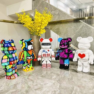 Xếp hình lắp ghép le.go gấu Bearbrick 35cm 55cm, Lắp ráp mô hình nhân vật đồ chơi cho bé