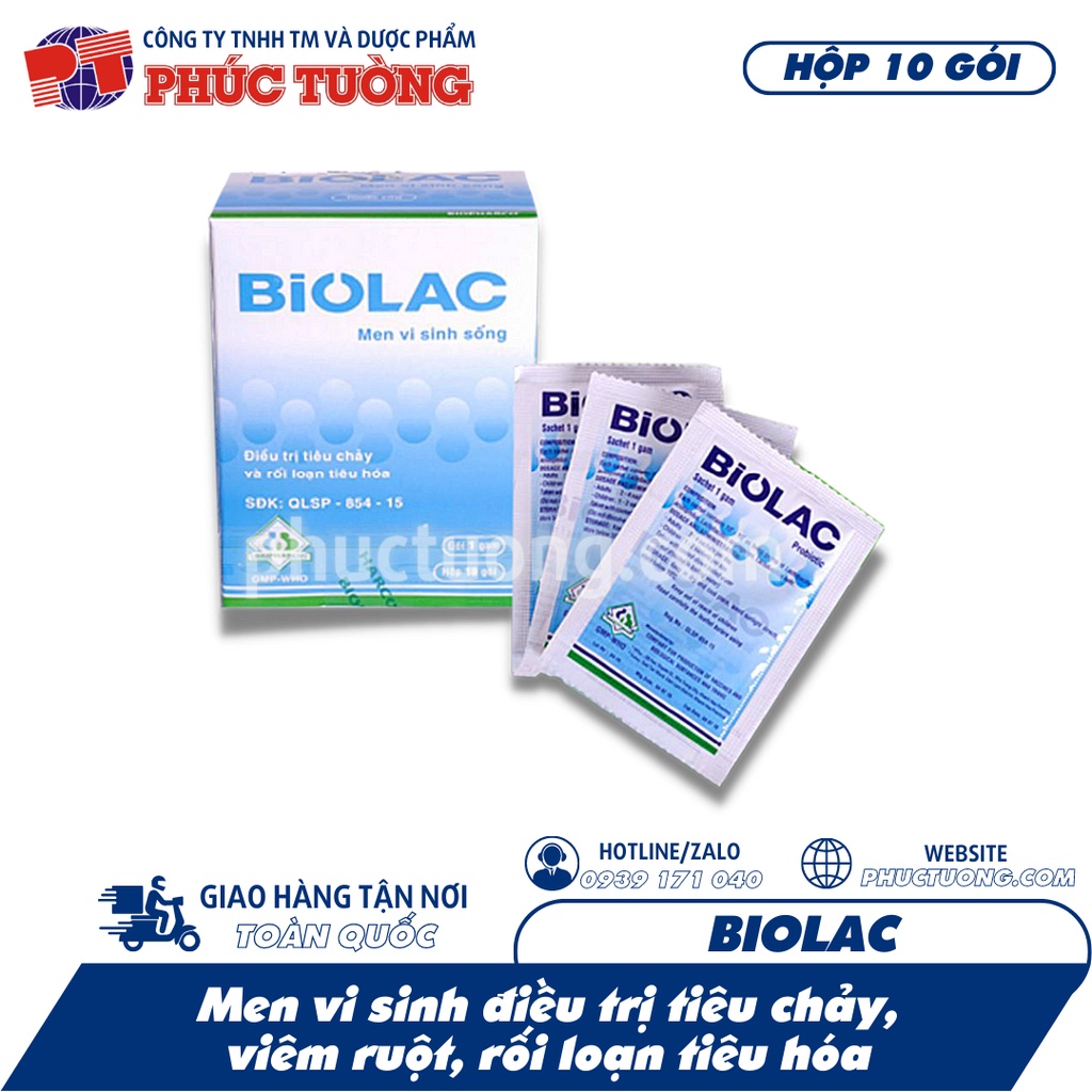 Biolac men uống hỗ trợ tiêu chảy, viêm ruột, rối loạn tiêu hóa