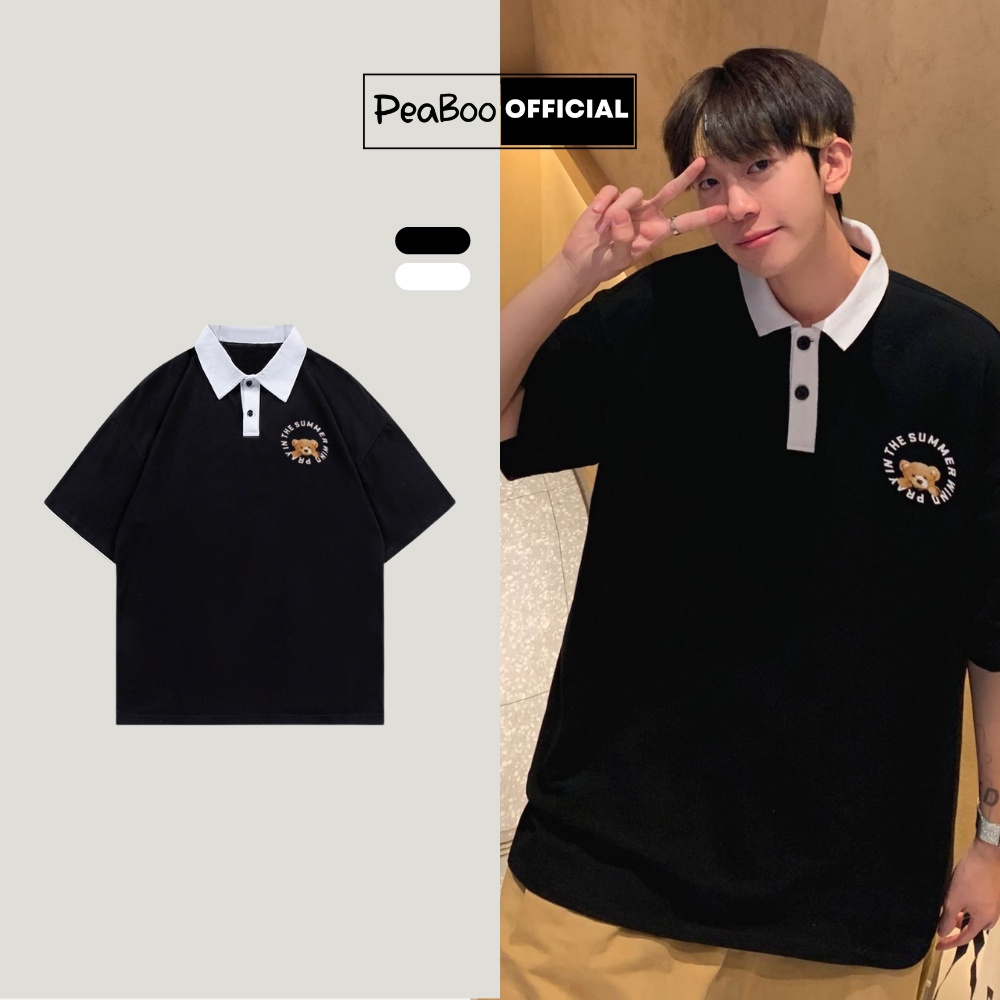 Áo Phông Polo Unisex PEABOO Mã PL Gâu The Summer Local Brand Form Rộng Cổ Đẹp Chất Cotton Nam Nữ
